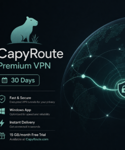 CapyRoute Premium VPN – 1 Month | Fast & Secure VPN for Windows